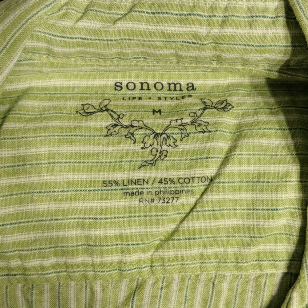 Sonoma Green white striped short sleeve button up - Picture 5 of 5
